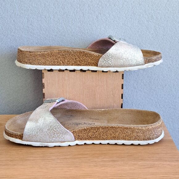 Birkenstock Women’s 39 EU 8 Narrow Papillo Madrid Silver Glitter Slip-On Buckle - Picture 6 of 10